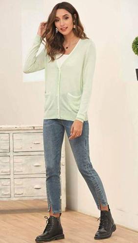 Bebe NWT Womens Mess  Avocado Green Lightweight Cardigan Sweater - Sz M