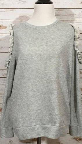 Caslon  Ruffle Trim Cold Shoulder Sweatshirt - Gray - Small