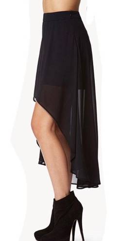 Forever 21 High Low Chiffon Black Skirt Large