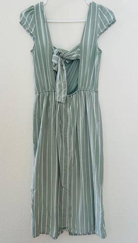 Trixxi Green White Striped Button Front Dress