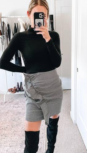 A.L.C. B&W Houndstooth Ruffle Skirt