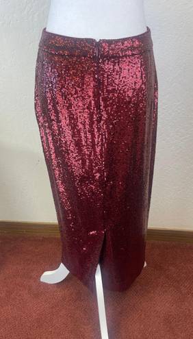 A.L.C. Val Sequin MIDI Pencil Skirt Burgundy Red in size 10