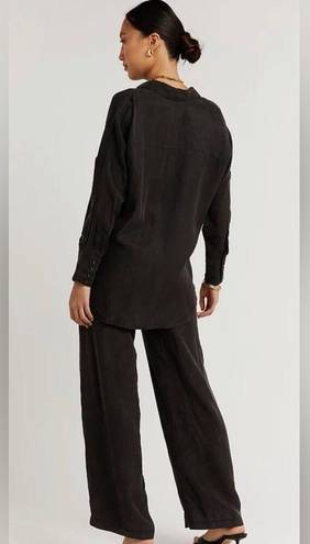 Dissh  Campbell Black Long Sleeve Relaxed Button Up Shirt Blouse