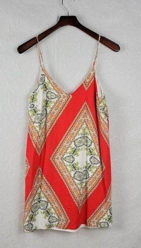 Renee C . Womens Shift Dress Size L Red Bandana Print Spaghetti Strap Scoop Neck