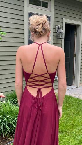 Faviana Maroon Prom Dress