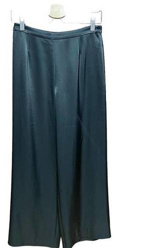 St. John  Caviar Black Silky Wide-Leg Trouser Pants Size 4