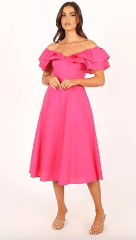 Petal and Pup  Cabo Magenta Frill Sleeve Midi Dress S