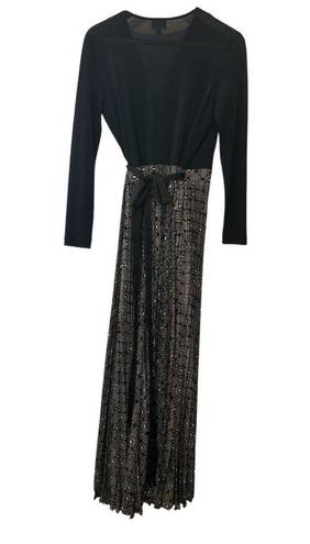 LuLaRoe  Elegant Evening Maxi Dress w/Pleated Skirt & Wrap Tie Waist Size Small