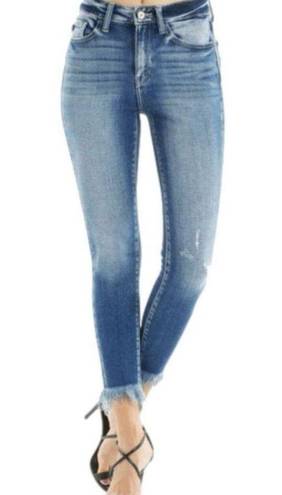 KanCan USA Kancan High Waisted Distressed Cropped Jeans Size 3 frayed skinny denim 25W