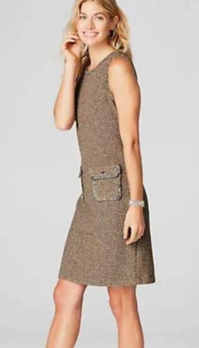 J.Jill  Tweed Sweater Midi Sleeveless Dress‎ Beige Womens Size S Pockets