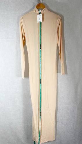 Mistress Rocks  Don’t Stop Beige Stretch Jersey High Neck Maxi Dress size Large