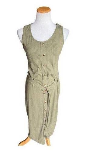 Say What? NWT Womens Say What Olive Green Ribbed Sleeveless Maxi Dress w Belt - Sz M