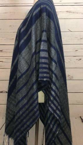 Woolrich  Shawl Cape Fringed Sweater Blue blanket