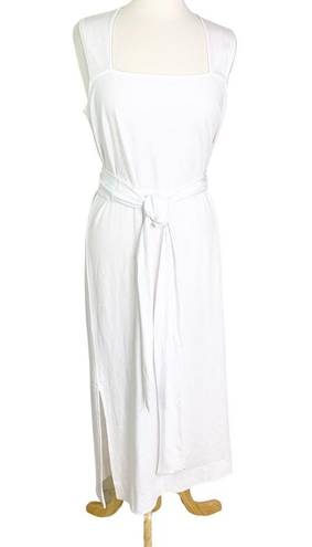 Vince  Sleeveless Pima Cotton Midi Faux Wrap 
Dress In Optic White Size L NWT