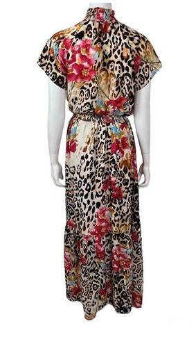 Gibson Vintage Leopard Floral Print Maxi Dress Size Medium