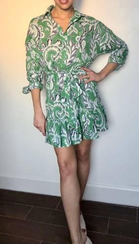 ZARA Green Paisley Print Shirt Dress