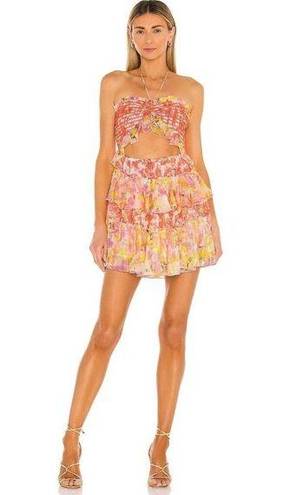 Rococo  SAND Nesh Cut Out Mini Dress Pink Orange Yellow Womens Size Medium