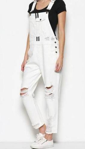 Hidden Jeans NWT  Dylan White Boyfriend Distressed Overalls Womens Medium Cotton