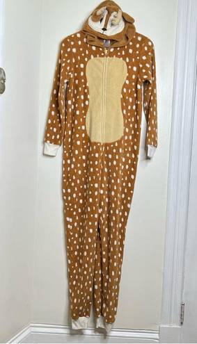 Spirit Halloween  One Piece Deer Costume Pajamas Hood Blue Eyes Size Small Soft