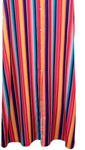 Nana Macs  Shirt Dress Maxi Colorful Bright Stripes Button Front Size S