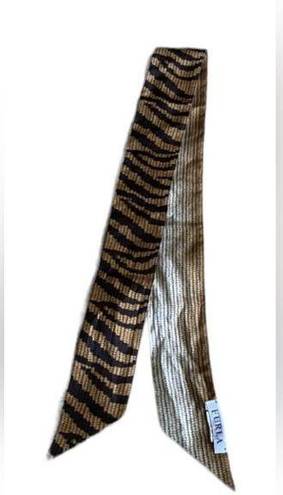 Furla  Women's Black & Brown Modern Zebra Print Scarf One Size