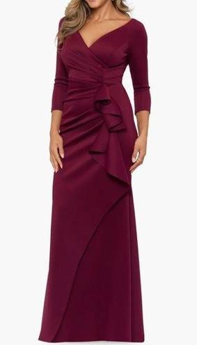 XScape  Ruched Scuba Ruffle Gown