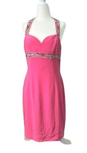 Oleg Cassini Women’s Vintage  Black Tie Neiman Marcus pink beaded dress size 10