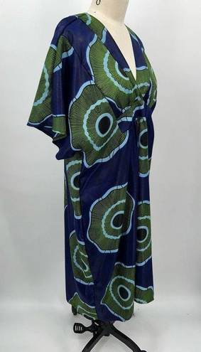 Krass&co The Oula  High Low Dress Sz L Blue Green Printed Trapeze Tunic