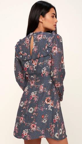 Lost + Wander Wander Cassidy Navy Blue Floral Print Mini Dress