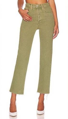 RE/DONE NWT  70s Ultra High Rise Stove Pipe Jeans Washed Sage Green Size 29