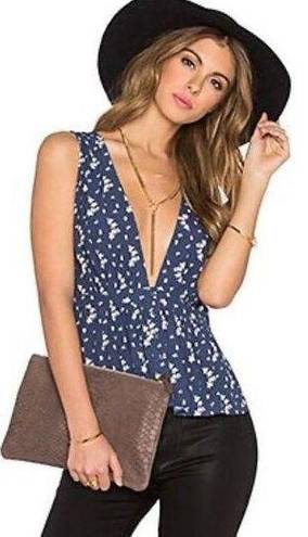 L'Academie L’Academie blue floral peplum tank small