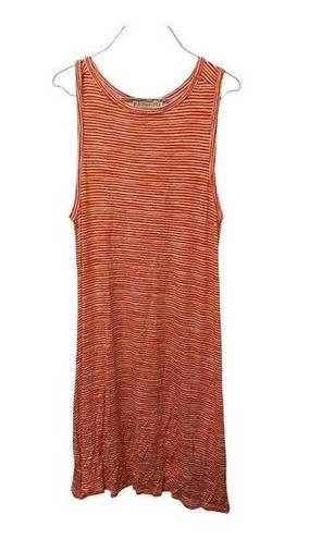 Philosophy  Tank Dress LARGE Orange White Striped Sleeveless Jersey Knit Casual