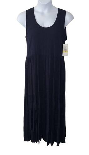 Karen Kane  - Spring Dresses II - Crush MIDI Dress Navy Blue Crinkle Tiered NWT