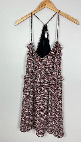 Lush Clothing NWT Lush Black Red Multi Floral Mini Halter Dress Medium