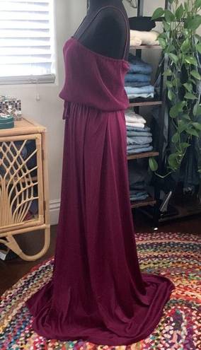 Mulberry Vintage 70s  Wine Spaghetti Strap Elastic Waist Disco Maxi Dress - M