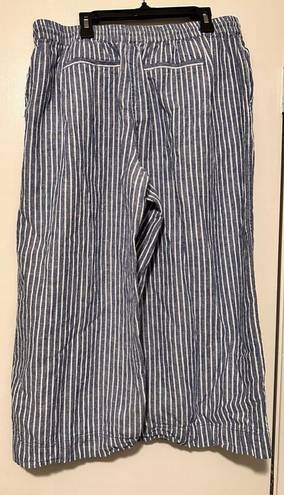 Beach Lunch Lounge Lightweight Cotton Linen Margot Cropped Pants size L