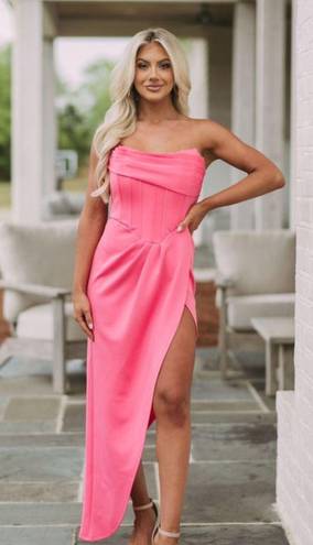 These Three Boutique Strapless Corset Midi Dress