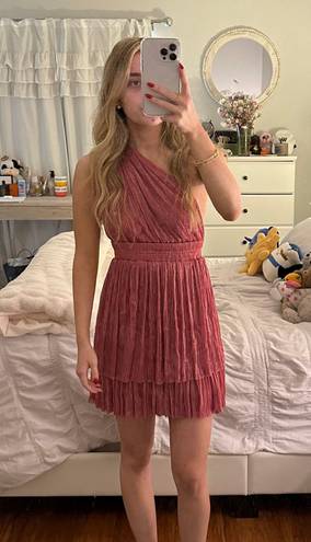 Sabrina Musayev Metallic Pink One Shoulder Dress Size XS