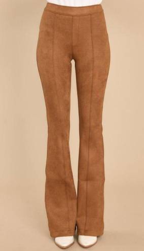 Spanx Faux Suede Flare Pant Rich Caramel High-Rise Waist Shapewear Stretchy Tall