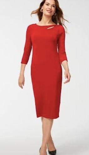 Chico's NEW NWT  Red Cutout Classic 3/4 Sleeve Dress