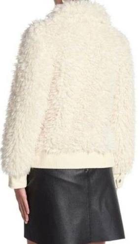 BCBGeneration  Zip Front Faux Fur Jacket in Cream