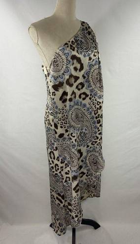 Tommy Bahama  Cub One Shoulder Dress Cream 12 Leopard Animal Print Paisley Maxi