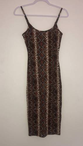 Charlotte Russe Brown Snake Skin Print Bodycon Dress