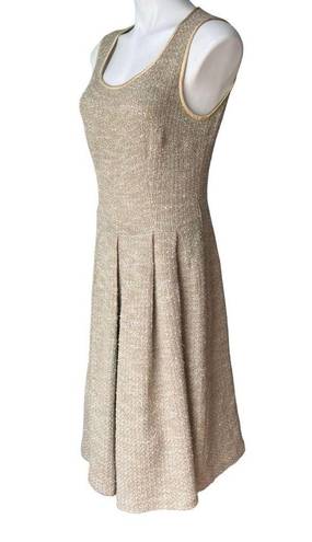 St. John  Collection Sleeveless Textured Knit Dress Ecru, Sz 6 (missing belt)