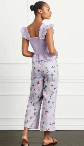 Hill House  The Skylar 100% Linen Pants in Sea Creatures Size M NWT