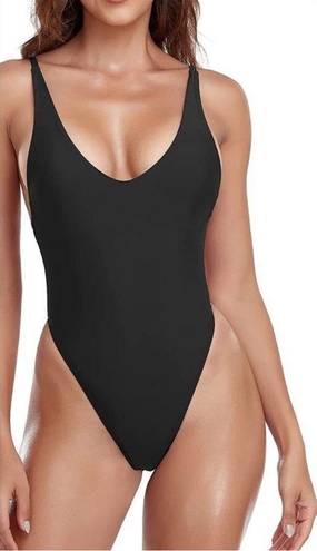 Relleciga  90s Trend One Piece Thong Swimsuit High Cut Low Back MSRP$119 Size M