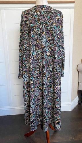 LuLaRoe  Black Multi Color Floral Vines Sweater Duster size M