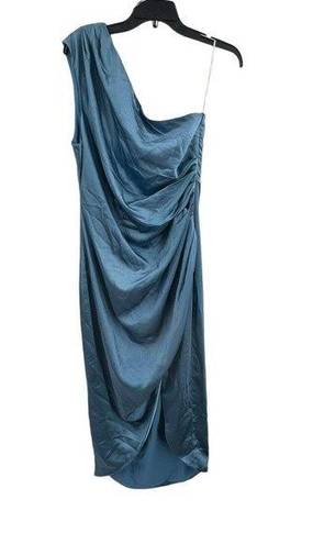 Elliatt  Cassini Dress One Shoulder Midi Satin Blue Large