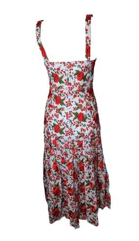 Alexis Midi Dress Red Embroidered Floral Rose Size Small Wedding Guest