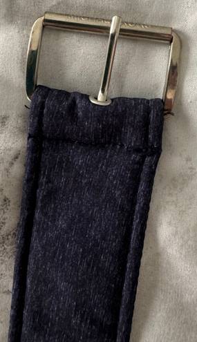 Michael Kors Navy Blue Canvas Fabric Belt with Silver Buckle, size 64”